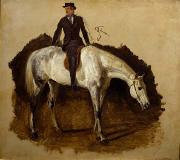 Filippo Palizzi Cavallo bianco da caccia e cavaliere oil painting reproduction